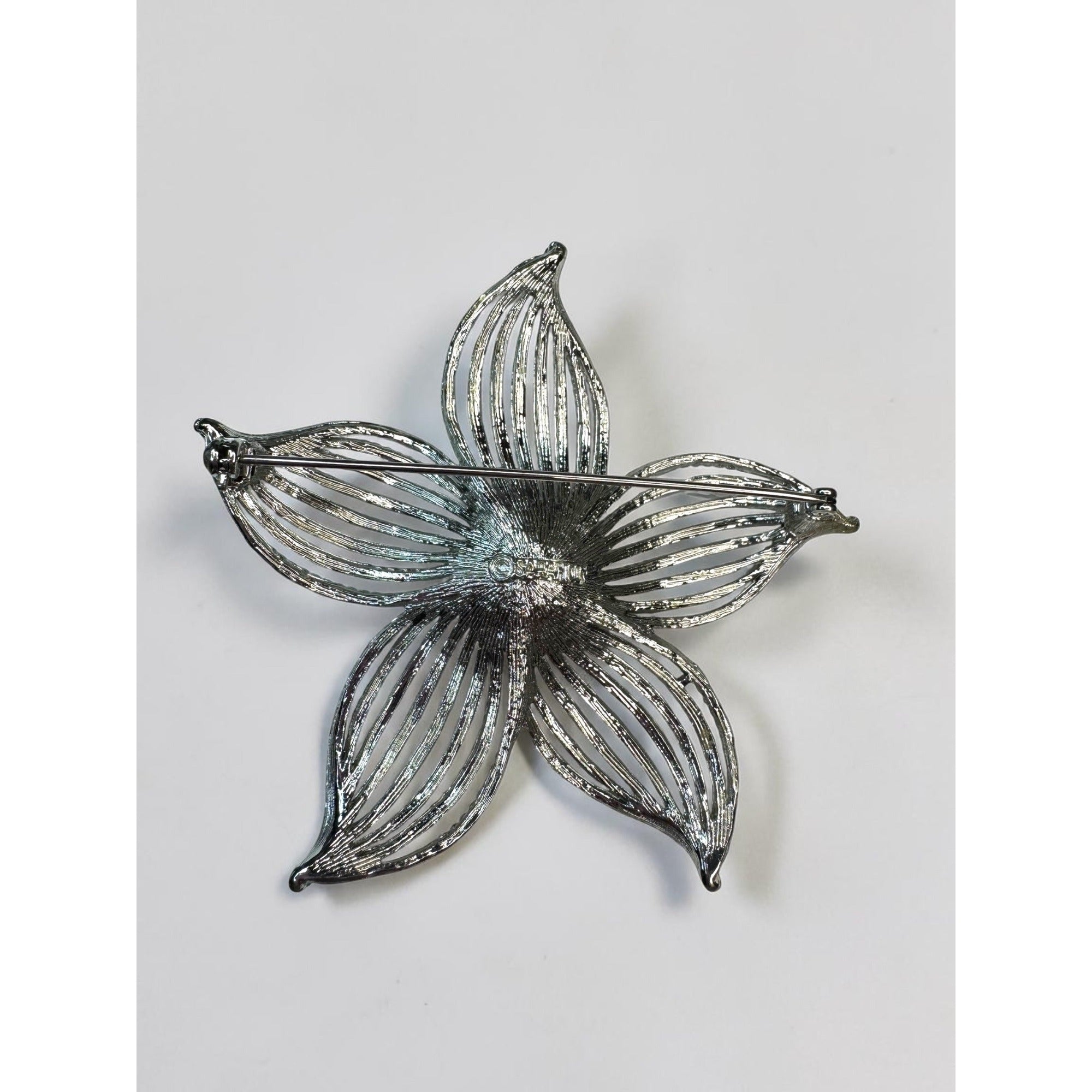 Sarah Coventry Silver Tone Flower Brooch Earrings Set Faux Pearl Vintage 1970s