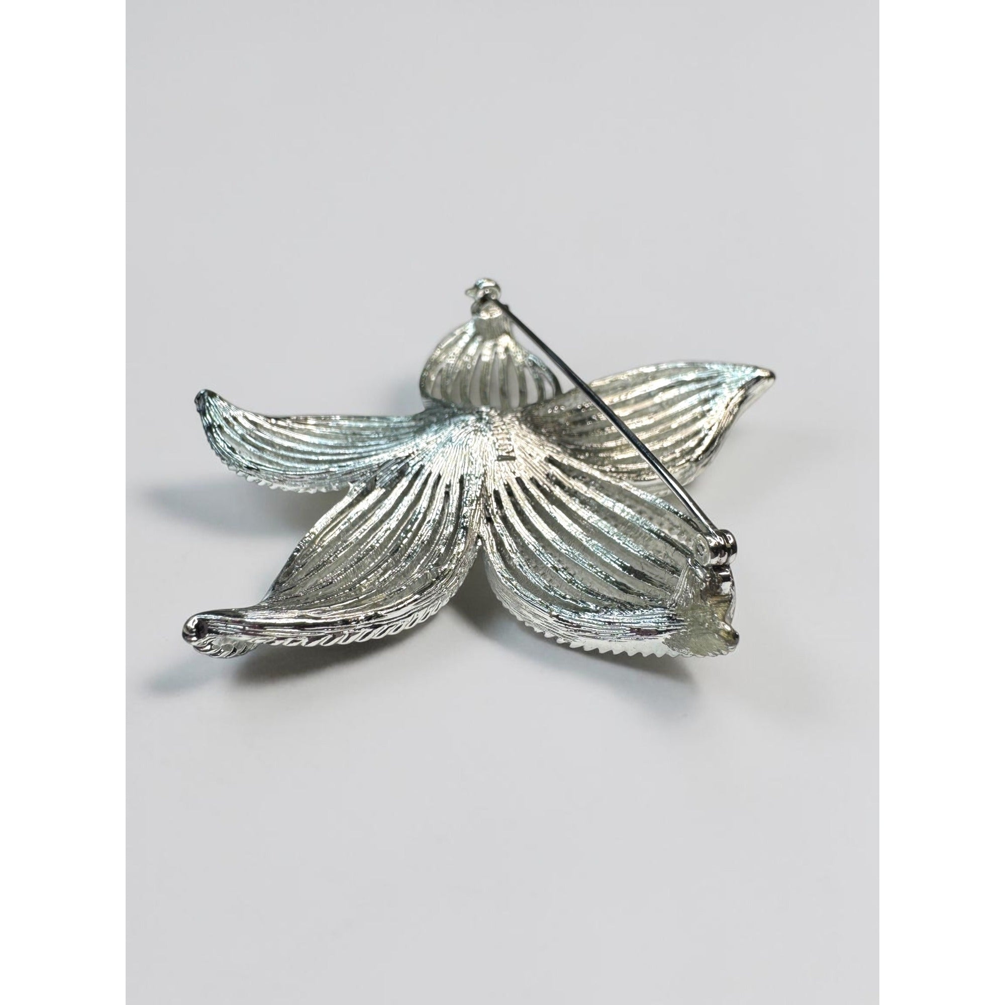 Sarah Coventry Silver Tone Flower Brooch Earrings Set Faux Pearl Vintage 1970s