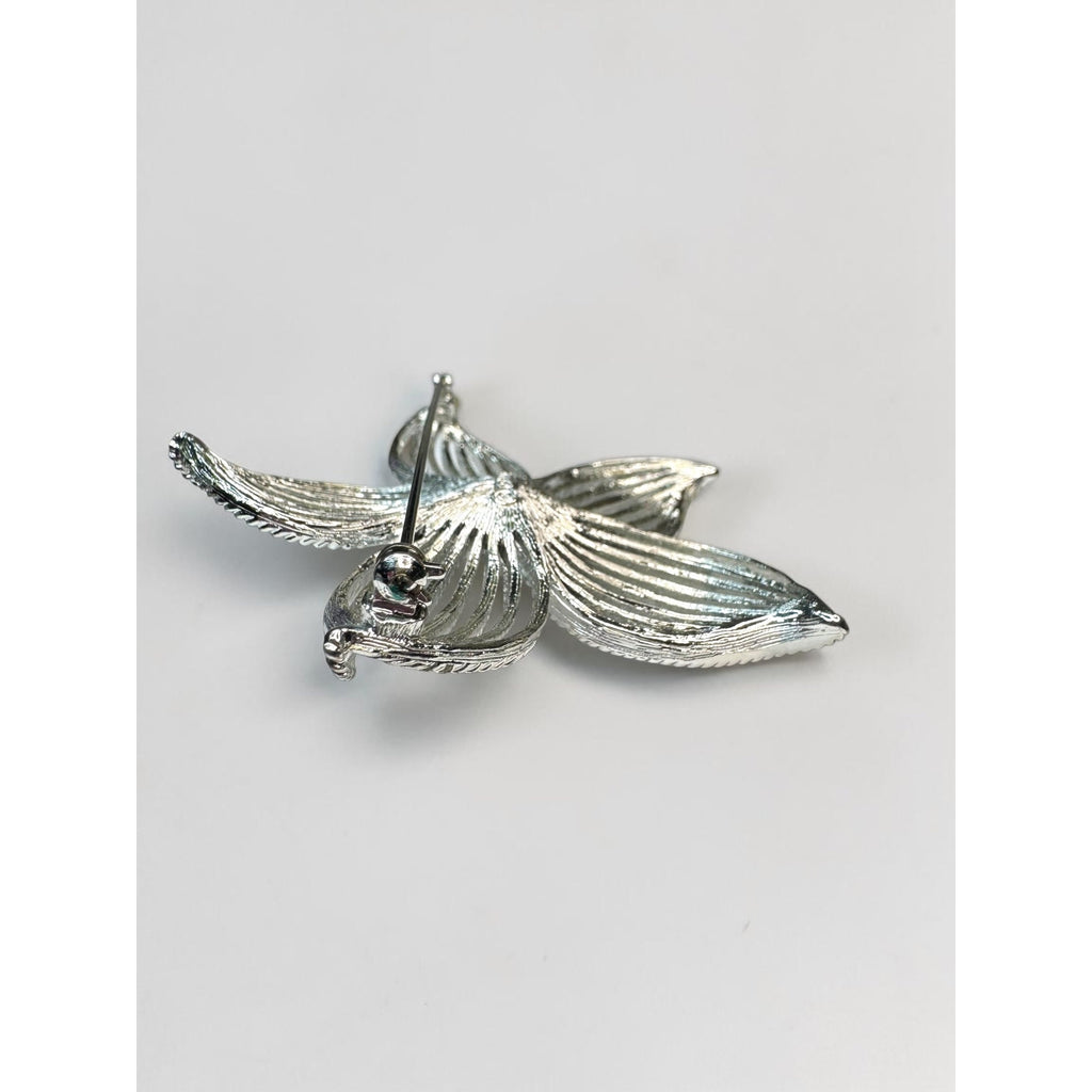 Sarah Coventry Silver Tone Flower Brooch Earrings Set Faux Pearl Vintage 1970s
