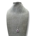 DIAG Sterling Silver Necklace Amethyst Diamond Pendant 18"