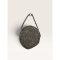 Antique Victorian Cut Steel Micro Beaded Chatelaine Bag Coin Purse Round