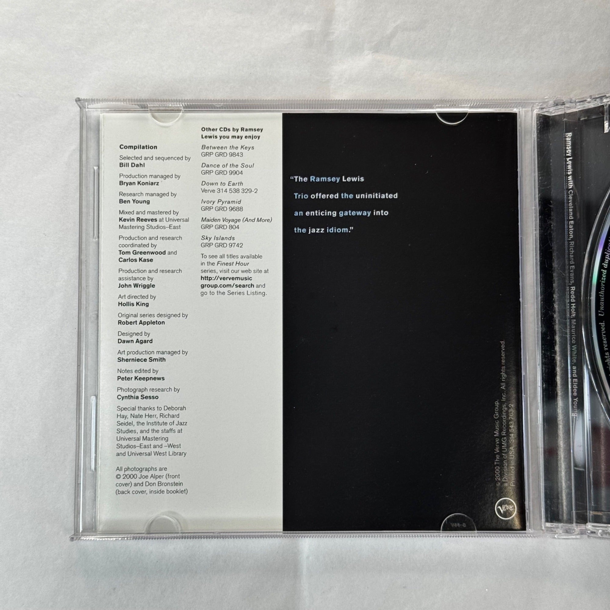 Ramsey Lewis - Ramsey Lewiss Finest Hour 2000 CD Compilation Verve Records Jazz