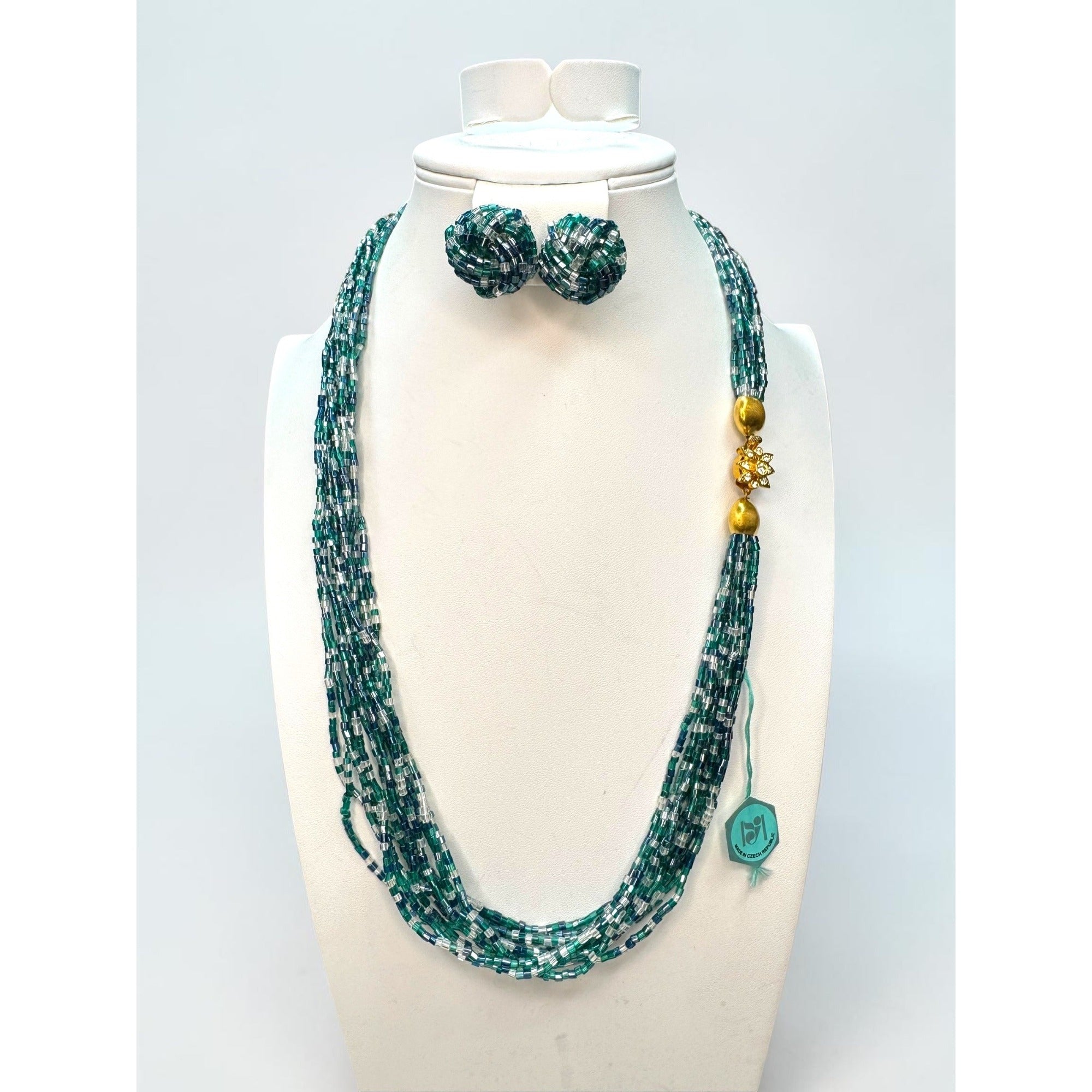 Bijoux de Boheme Czech Glass Seed Bead Necklace Set 1960s Vintage
