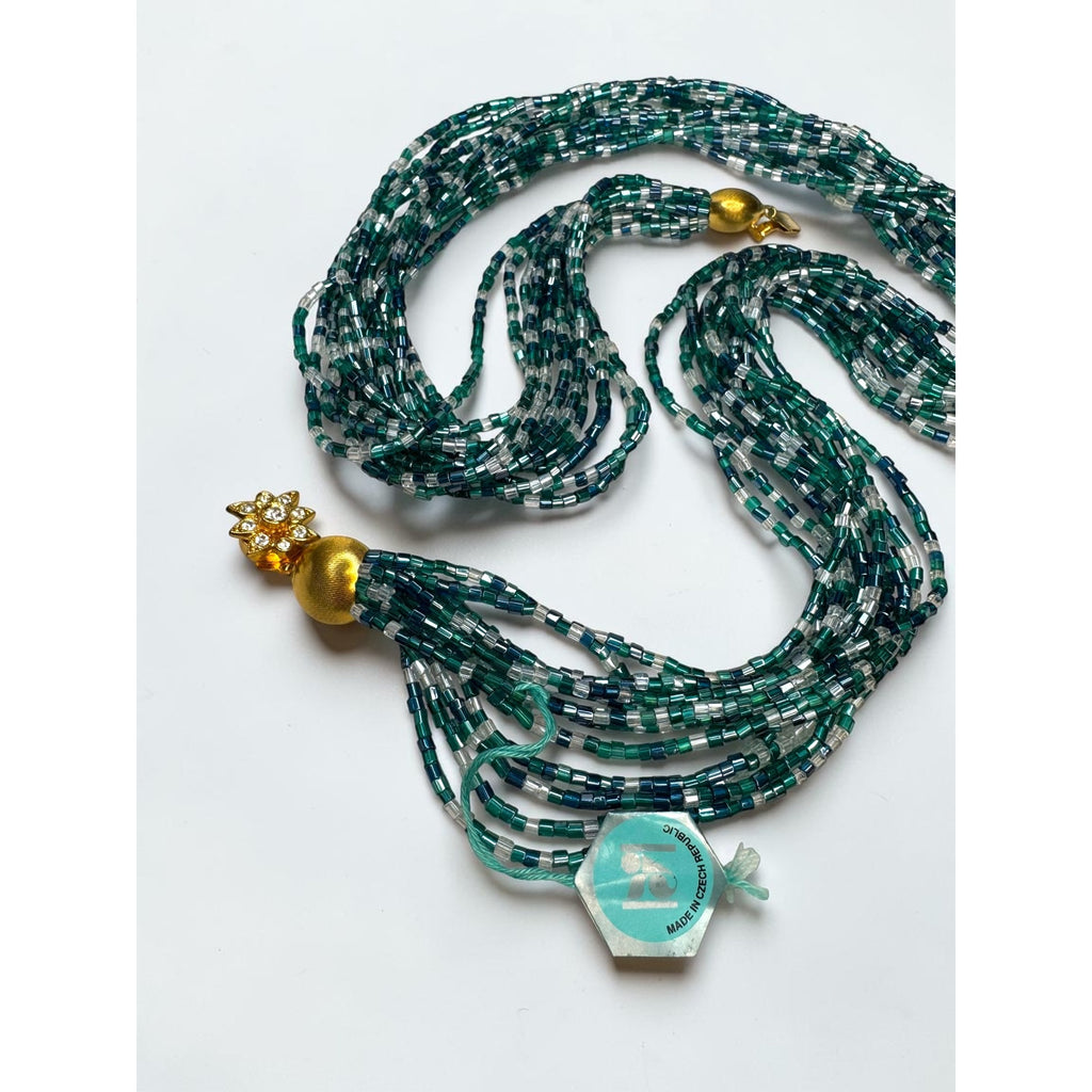 Bijoux de Boheme Czech Glass Seed Bead Necklace Set 1960s Vintage