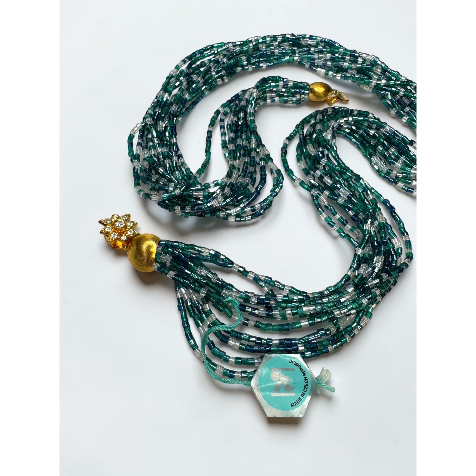 Bijoux de Boheme Czech Glass Seed Bead Necklace Set 1960s Vintage
