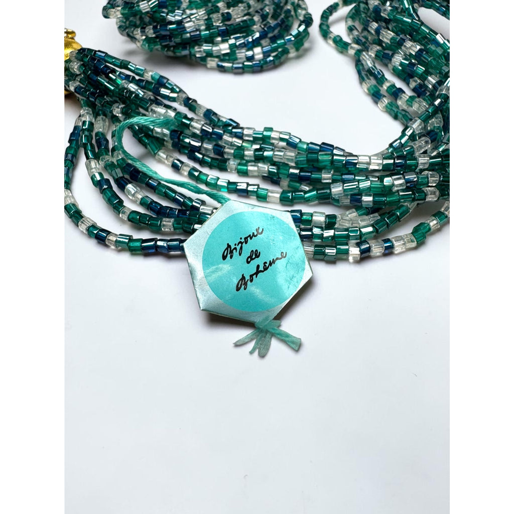 Bijoux de Boheme Czech Glass Seed Bead Necklace Set 1960s Vintage