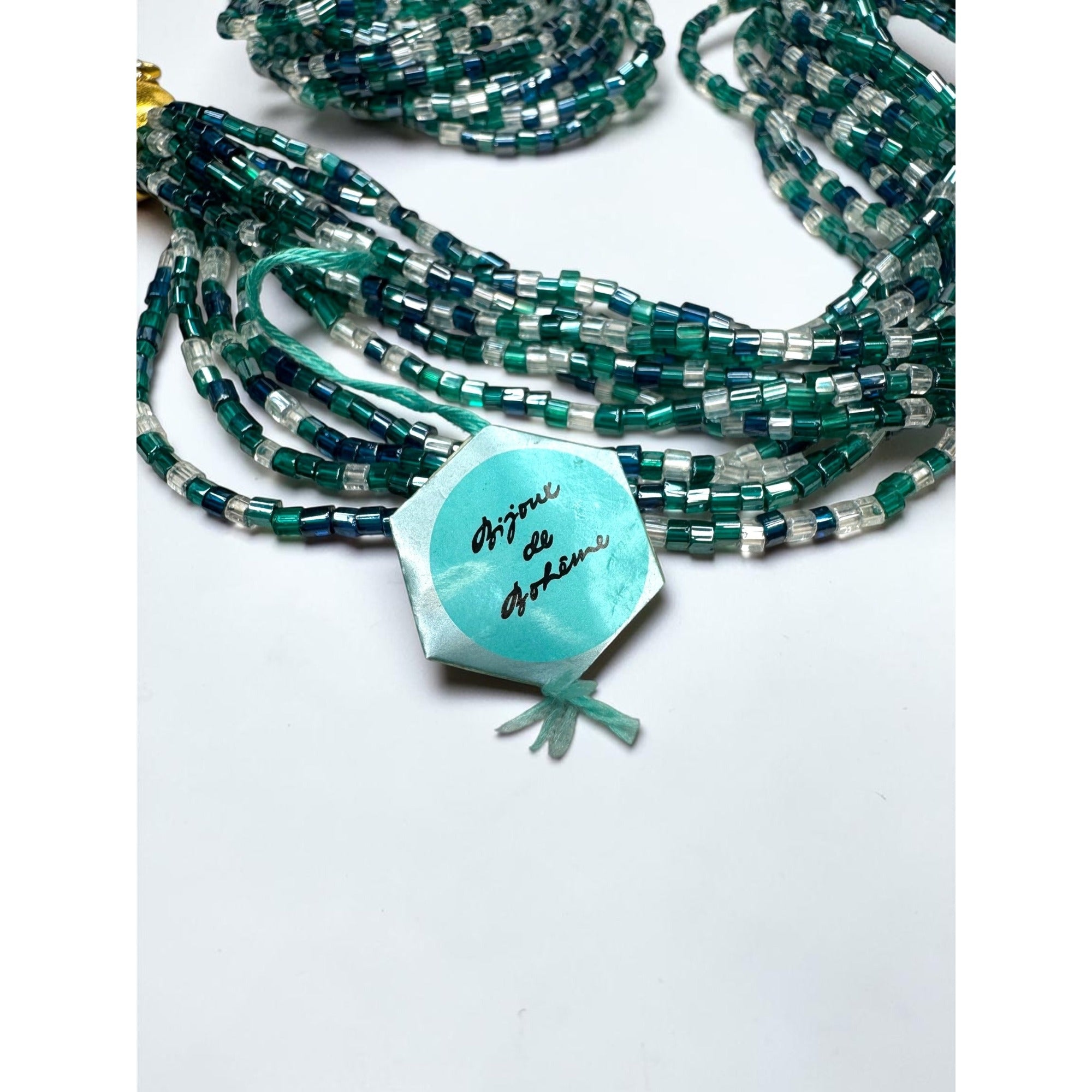Bijoux de Boheme Czech Glass Seed Bead Necklace Set 1960s Vintage