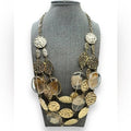 Graziano Gold Tone Lucite Mica Flake Multi Strand Adjustable Necklace