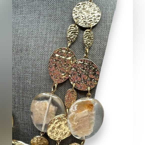Graziano Gold Tone Lucite Mica Flake Multi Strand Adjustable Necklace