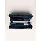 London Fog Adalia Signature Monogram Checked Zip Around Wristlet Wallet Black