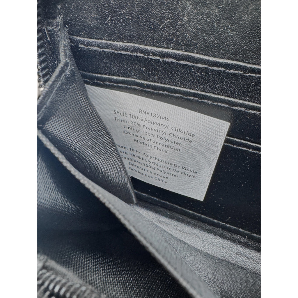London Fog Adalia Signature Monogram Checked Zip Around Wristlet Wallet Black