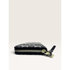 London Fog Adalia Signature Monogram Checked Zip Around Wristlet Wallet Black