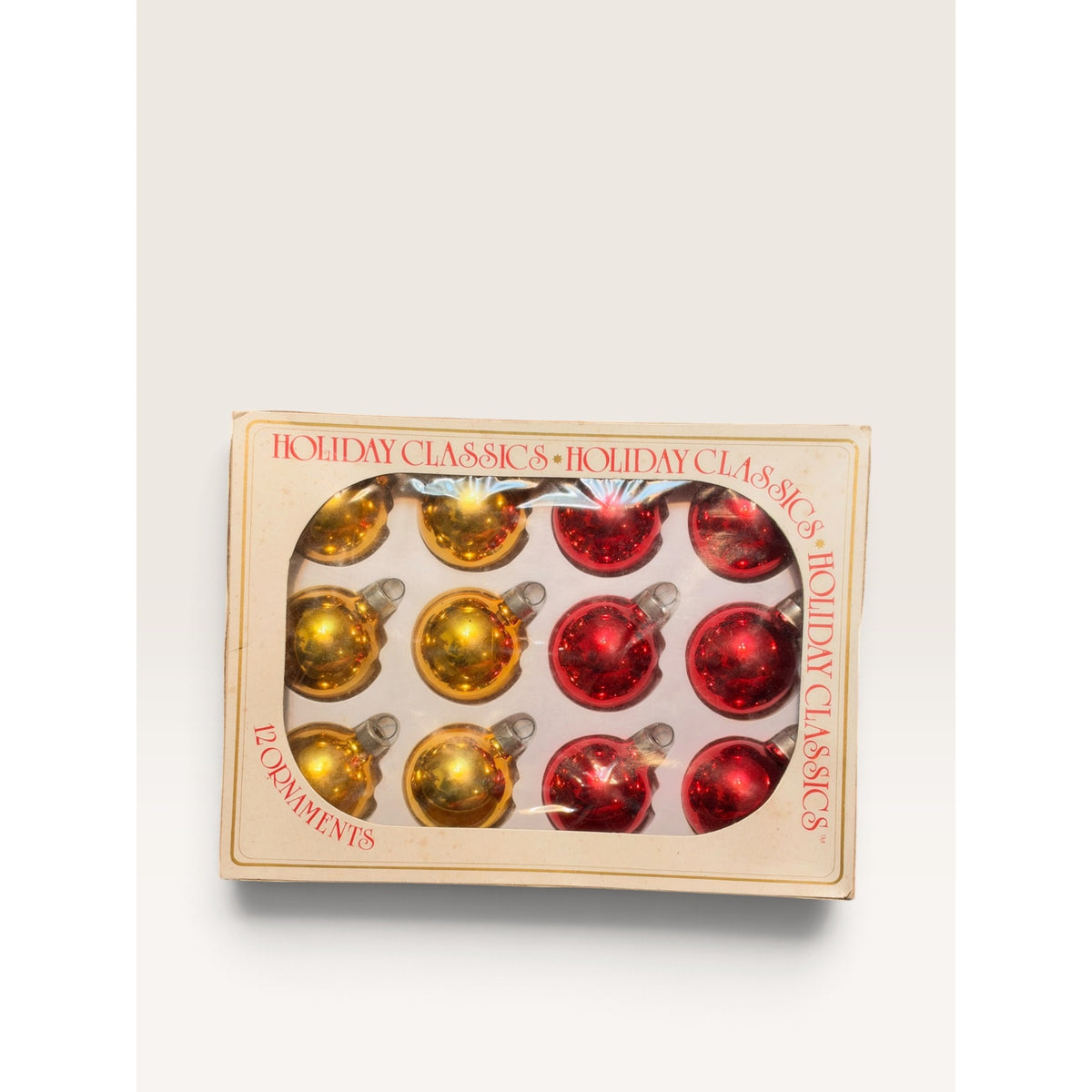 Bradford Holiday Classics Red Gold Glass Ball Christmas Ornaments Set of 12