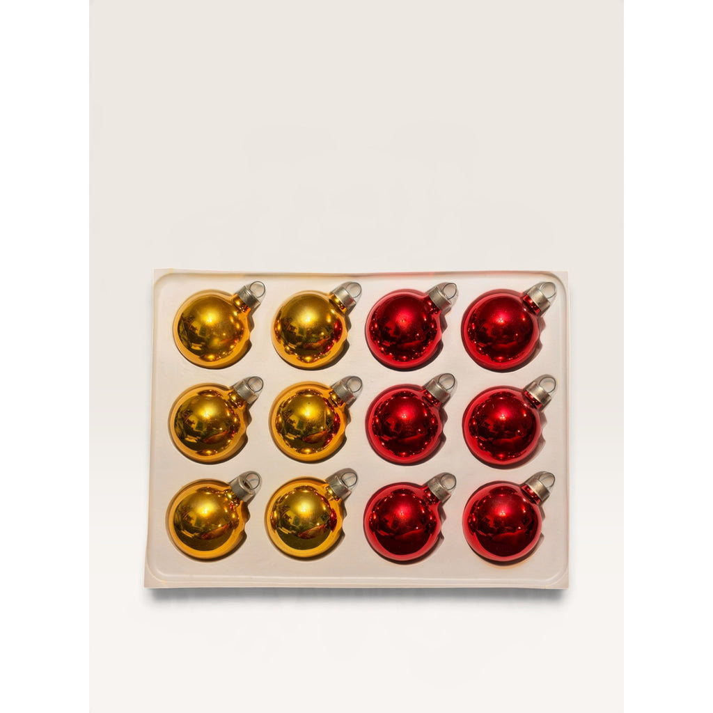 Bradford Holiday Classics Red Gold Glass Ball Christmas Ornaments Set of 12