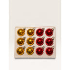 Bradford Holiday Classics Red Gold Glass Ball Christmas Ornaments Set of 12
