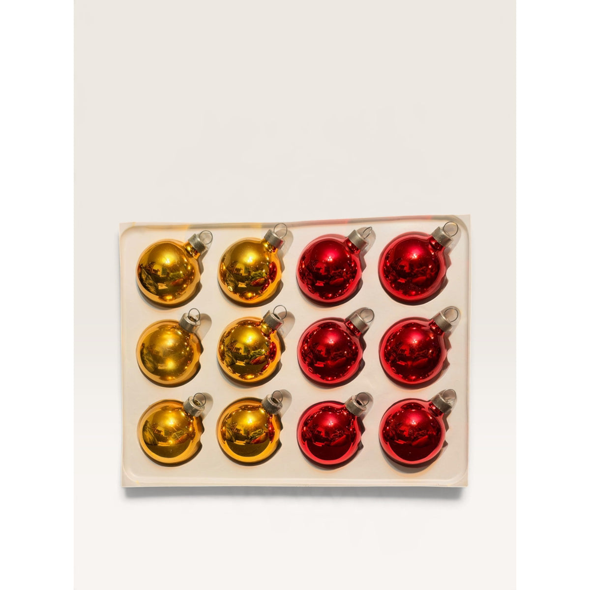 Bradford Holiday Classics Red Gold Glass Ball Christmas Ornaments Set of 12
