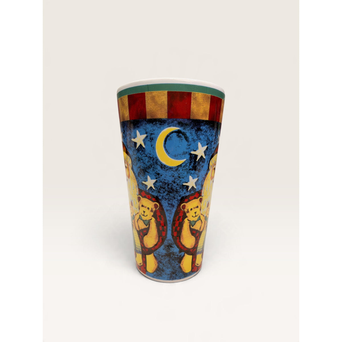 Christmas Santa Teddy Bear Night Sky Tall Stoneware Latte Mug 9 Inch