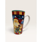 Christmas Santa Teddy Bear Night Sky Tall Stoneware Latte Mug 9 Inch