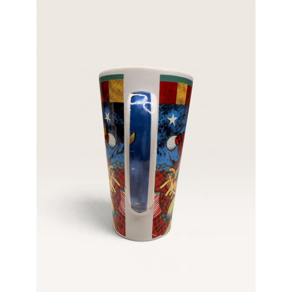 Christmas Santa Teddy Bear Night Sky Tall Stoneware Latte Mug 9 Inch