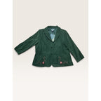 Susan Graver Womens 2X Faux Suede Embroidered Floral Blazer Jacket Olive Green