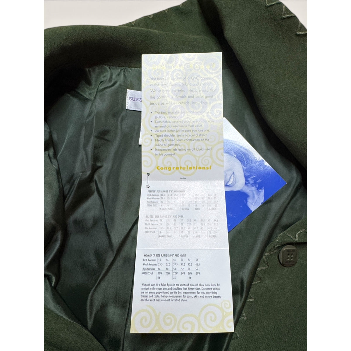 Susan Graver Womens 2X Faux Suede Embroidered Floral Blazer Jacket Olive Green