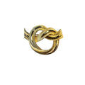 BSK Gold Tone Circle PretzelTwist Brooch Textured Modernist 1.9 Inch Vintage