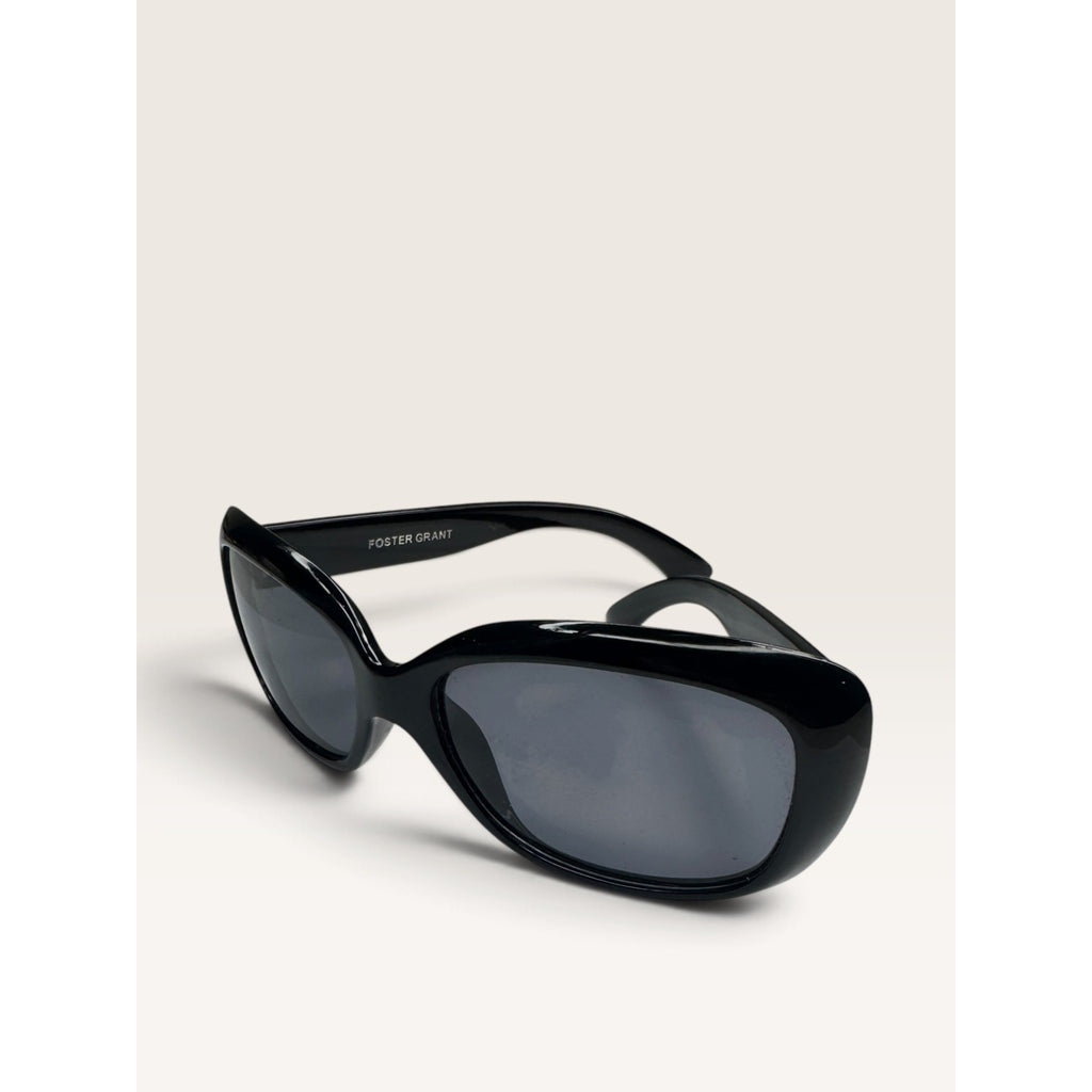 Foster Grant Flection Black Polarized Oval Cat Eye Sunglasses Leopard Case 48mm