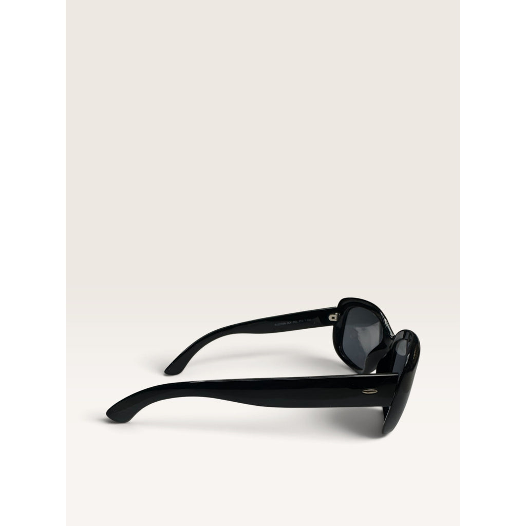 Foster Grant Flection Black Polarized Oval Cat Eye Sunglasses Leopard Case 48mm