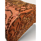 Vintage 60s Beaded Box Bag Milk Chocolate Brown Copper Bronze Bugle Beads Purse