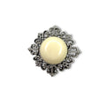 Kenneth Jay Lane Cream Acrylic Brooch Silver Tone KJL
