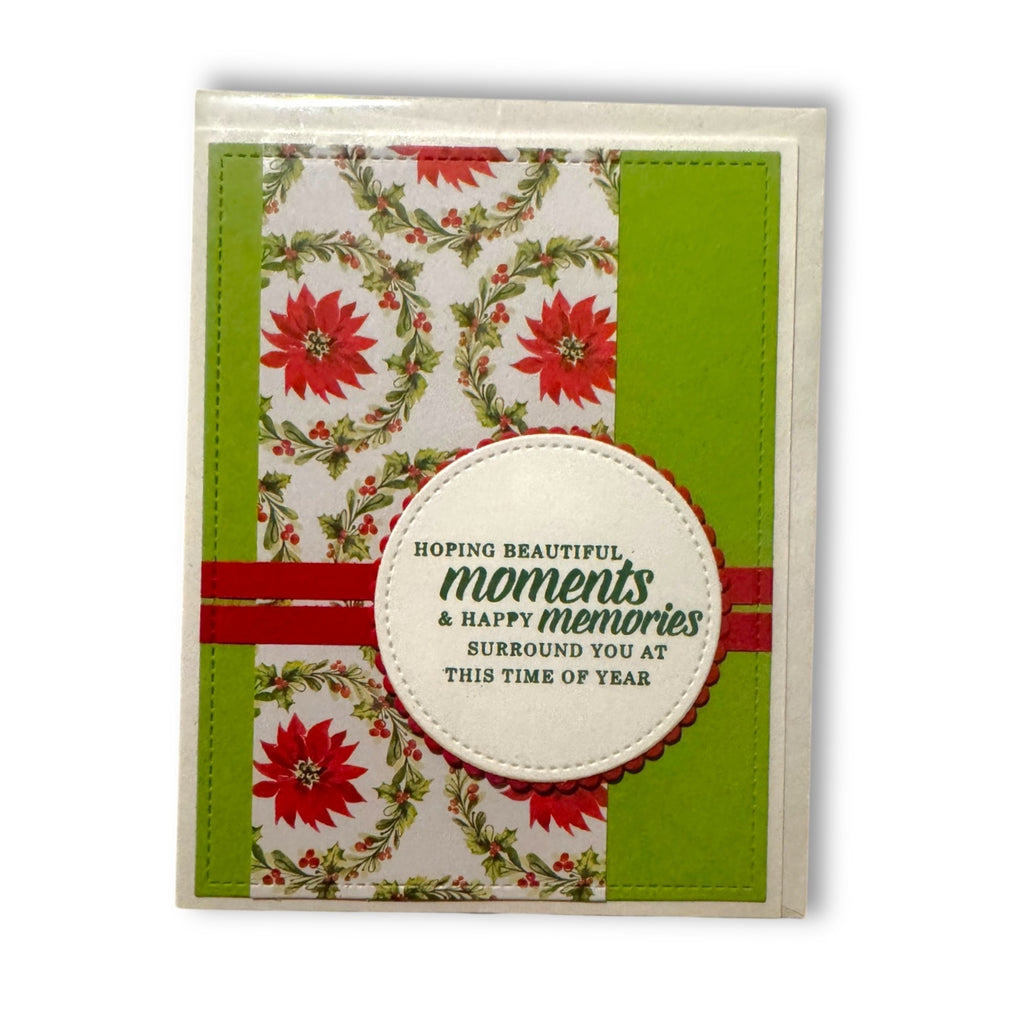 Send A Smile Handmade Blank Greeting Card Holiday Poinsettia Red Green