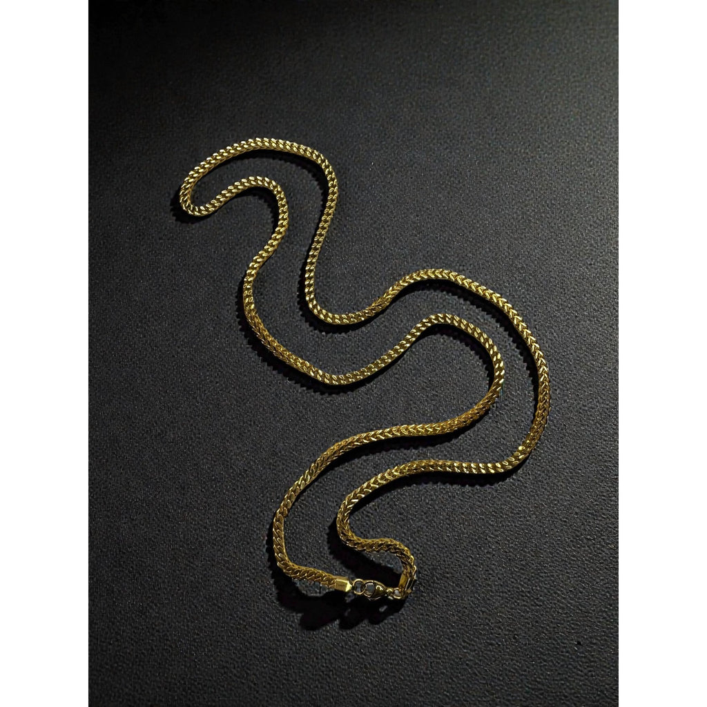 Gold Tone Stainless Steel Wheat Chain Necklace 30" 3mm