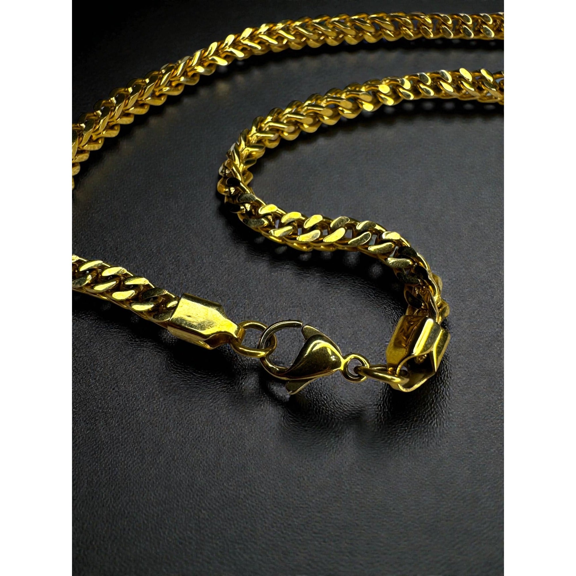 Gold Tone Stainless Steel Wheat Chain Necklace 30" 3mm