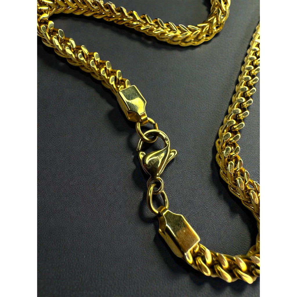 Gold Tone Stainless Steel Wheat Chain Necklace 30" 3mm