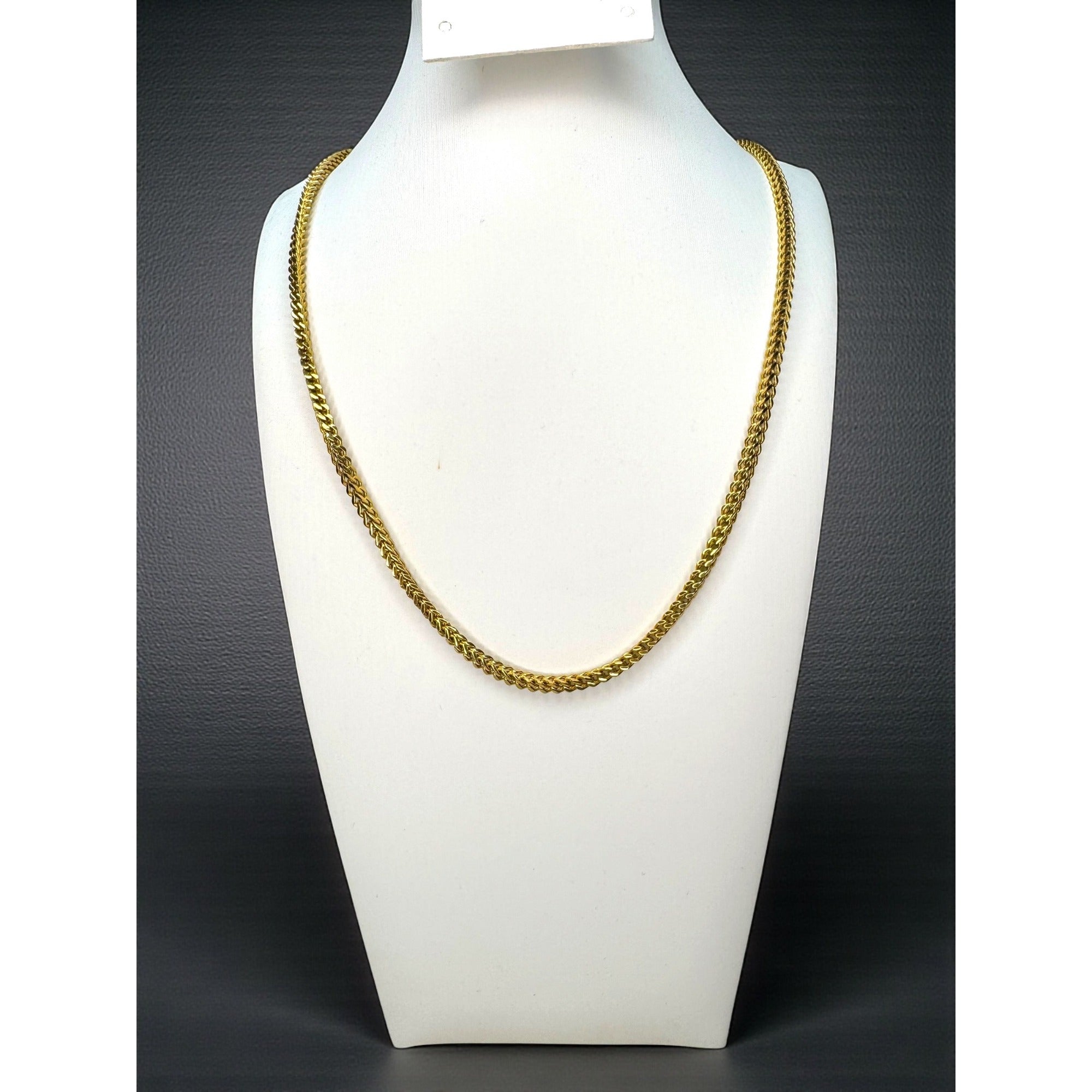 Gold Tone Stainless Steel Wheat Chain Necklace 30" 3mm