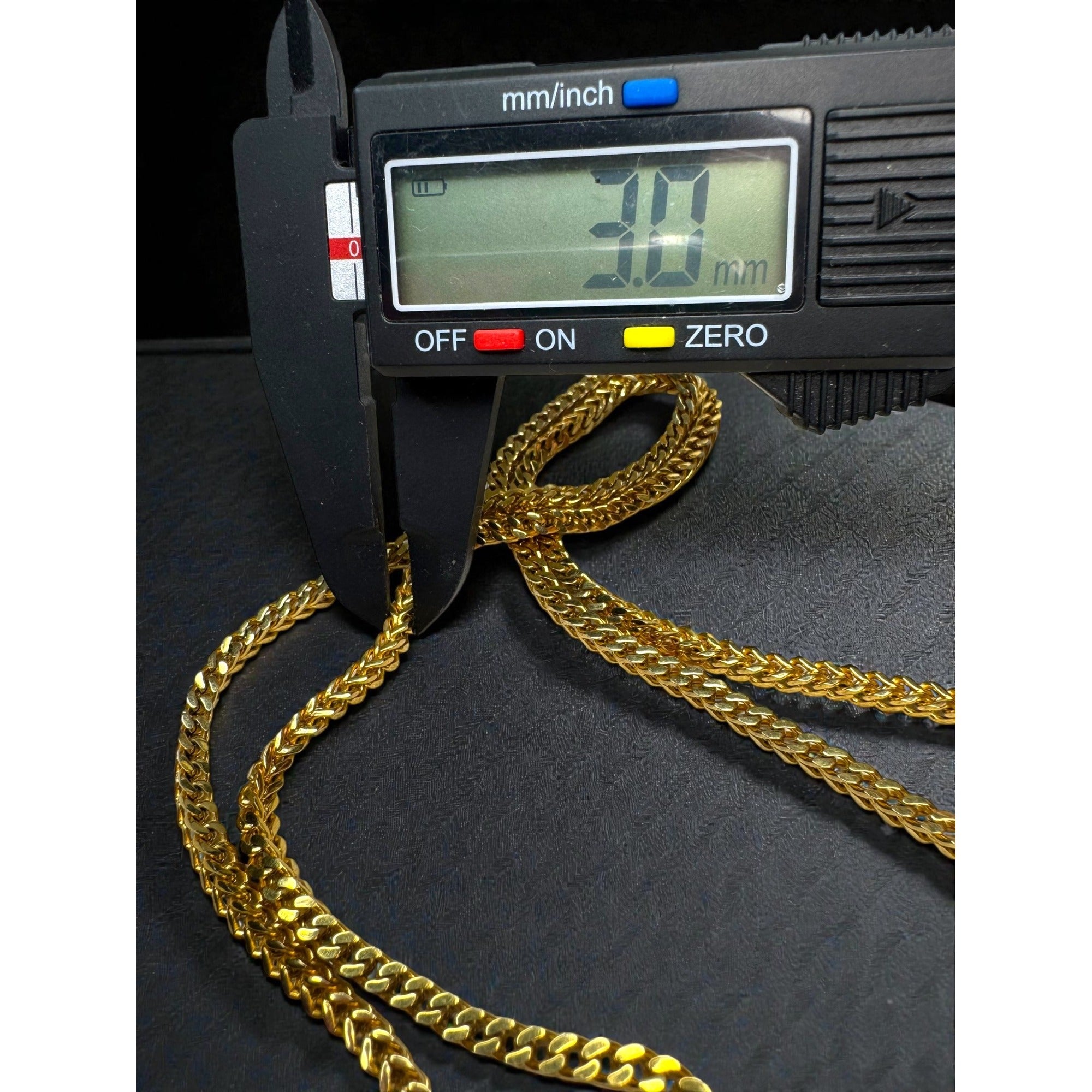 Gold Tone Stainless Steel Wheat Chain Necklace 30" 3mm