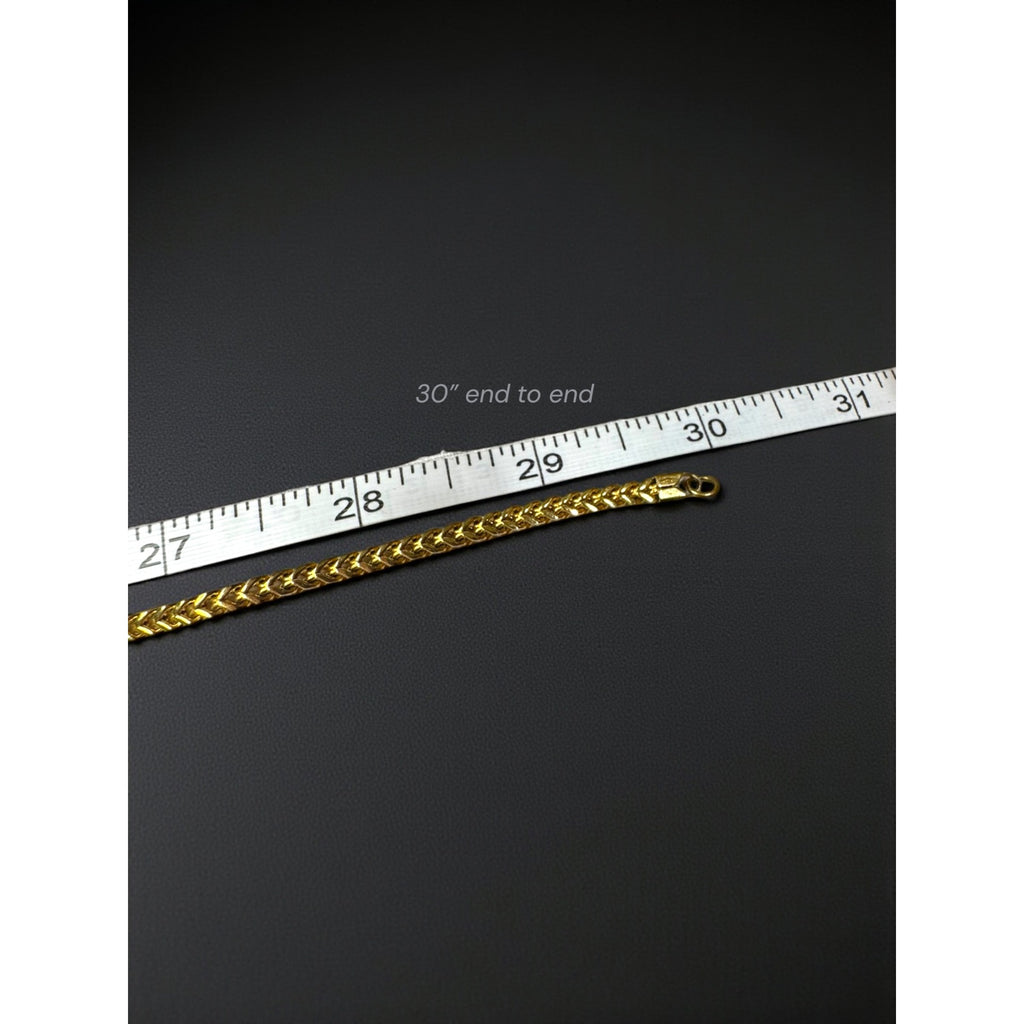Gold Tone Stainless Steel Wheat Chain Necklace 30" 3mm