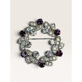 Eisenberg Purple Clear Crystal Rhinestone Circle Wreath Brooch 1950s Vintage