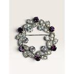 Eisenberg Purple Clear Crystal Rhinestone Circle Wreath Brooch 1950s Vintage