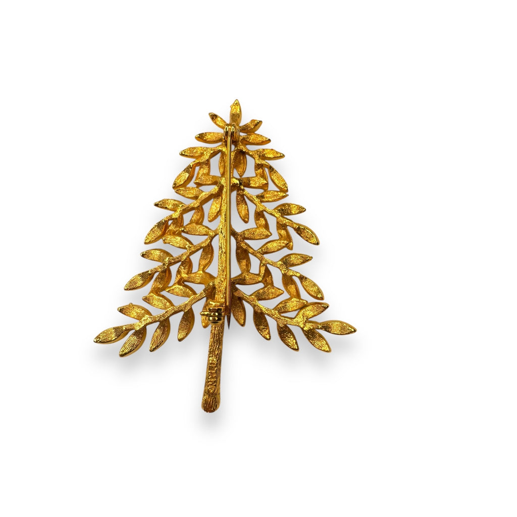Vintage MYLU NYC Christmas Tree Brooch Aurora Borealis Crystals