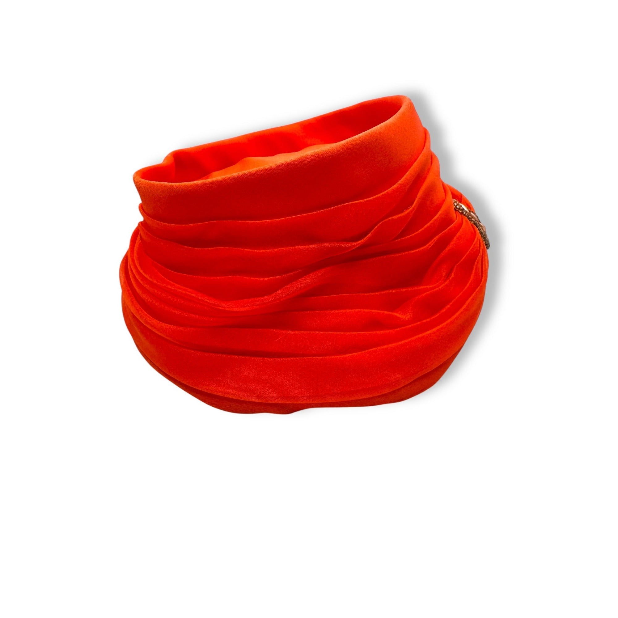 Vintage 1950s Evelyn Varon Model Orange Turban Hat Embellished Beaded Accent
