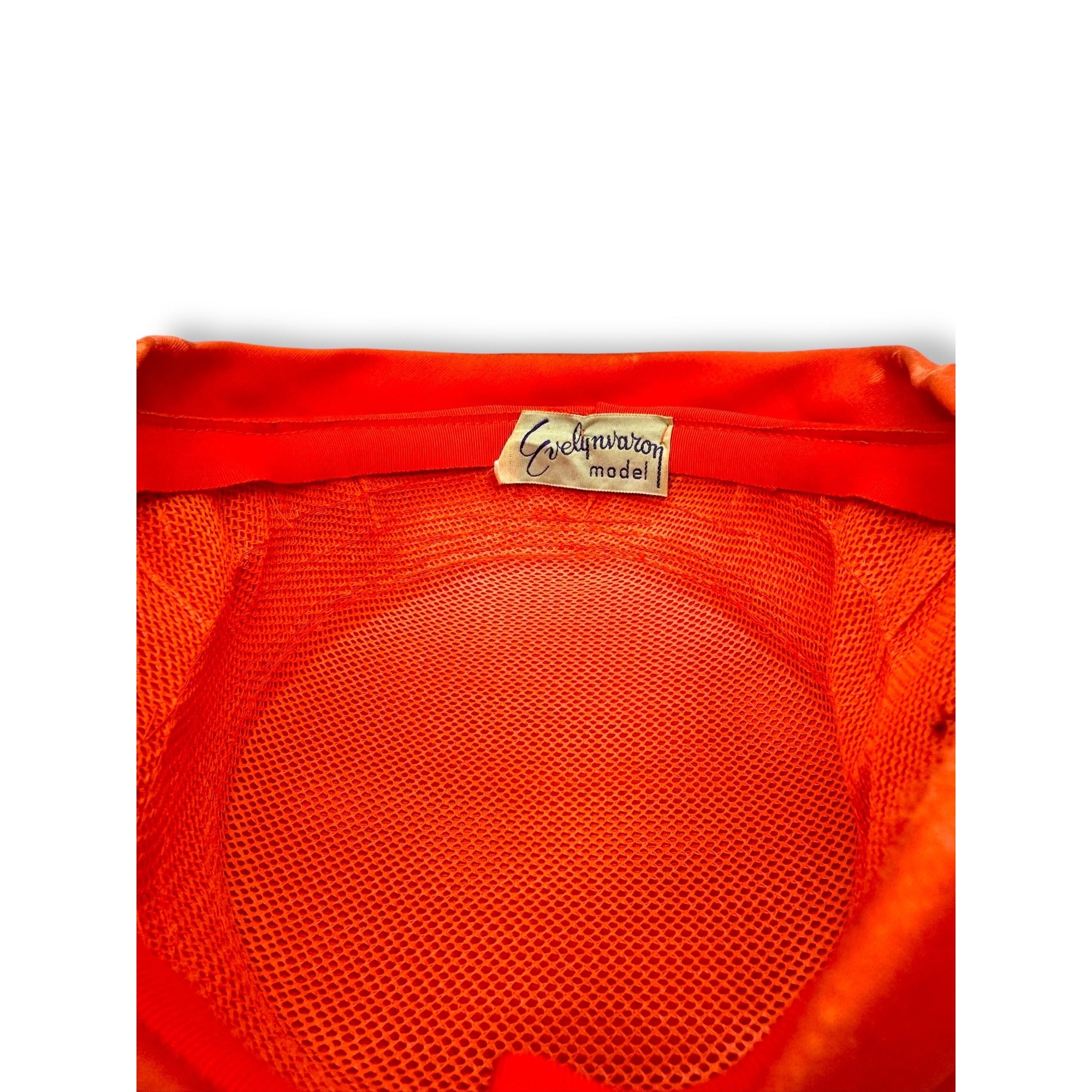 Vintage 1950s Evelyn Varon Model Orange Turban Hat Embellished Beaded Accent