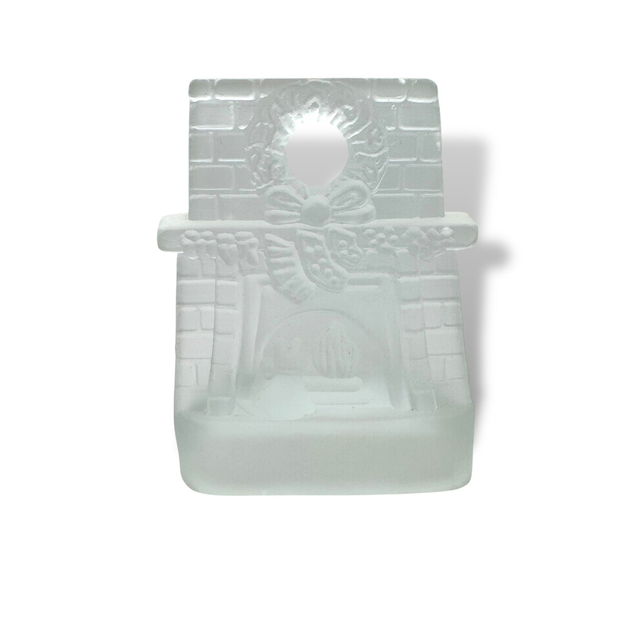 Glass Candle Candle Holder Fireplace Scene Glass 90s