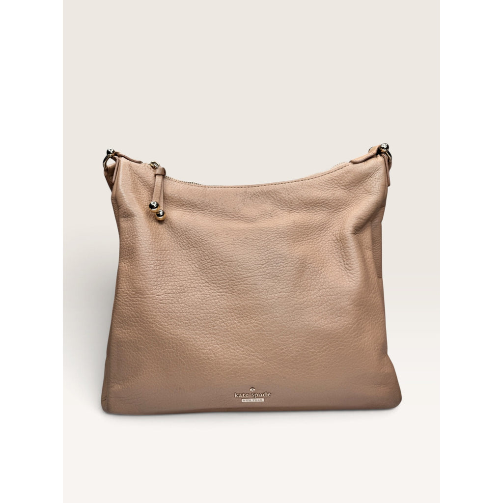 Kate Spade Cobble Hill Hobo Shoulder Bag Pebbled Leather Beige Taupe Medium