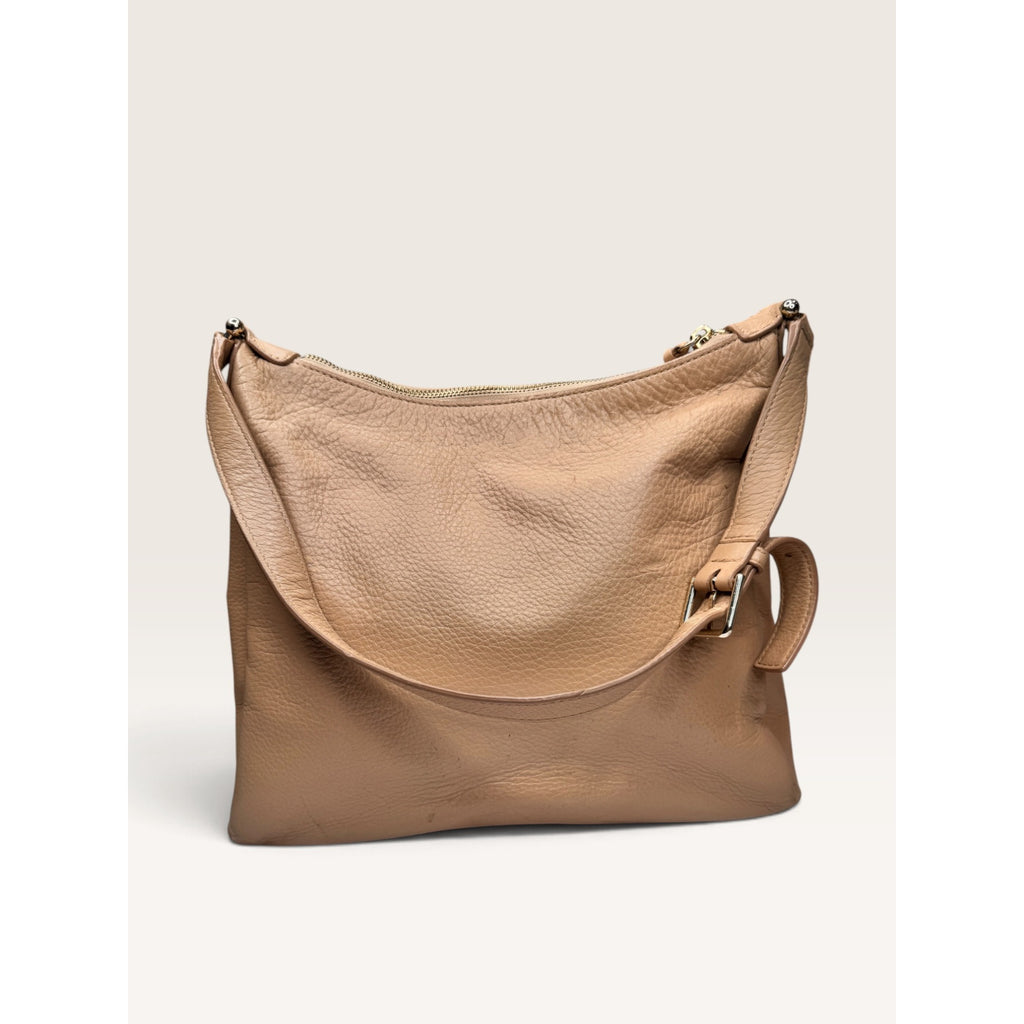 Kate Spade Cobble Hill Hobo Shoulder Bag Pebbled Leather Beige Taupe Medium