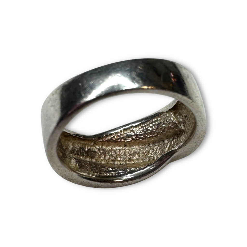 Sterling Silver Opal Inlay Band Ring Size 7.75 925