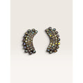 1950s Aurora Borealis AB Crystal Rhinestone Crescent Climber Clip Earrings 1.52"