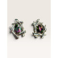 1964 Sarah Coventry Chinese Modern Watermelon Rhinestone Clip Earrings Vintage