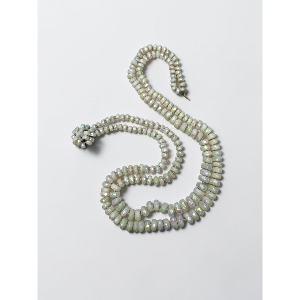 Vogue White AB Glass Beaded Necklace Clip On Earrings Set 1950s Vintage