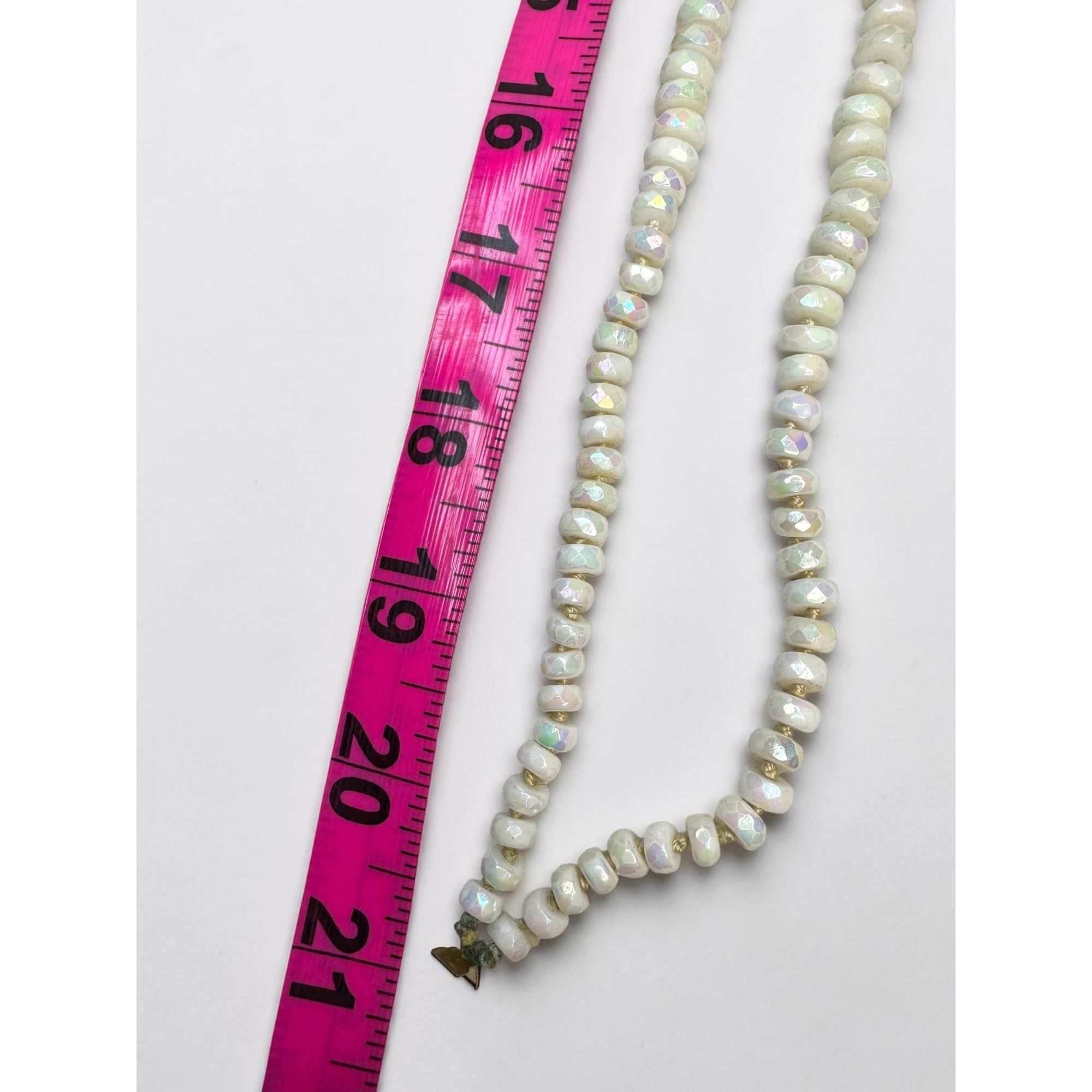 Vogue White AB Glass Beaded Necklace Clip On Earrings Set 1950s Vintage